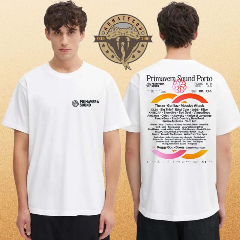 Primavera Sound Porto Music Festiva On June 11 14 2026 Line Up Two Sided Unisex T Shirt
