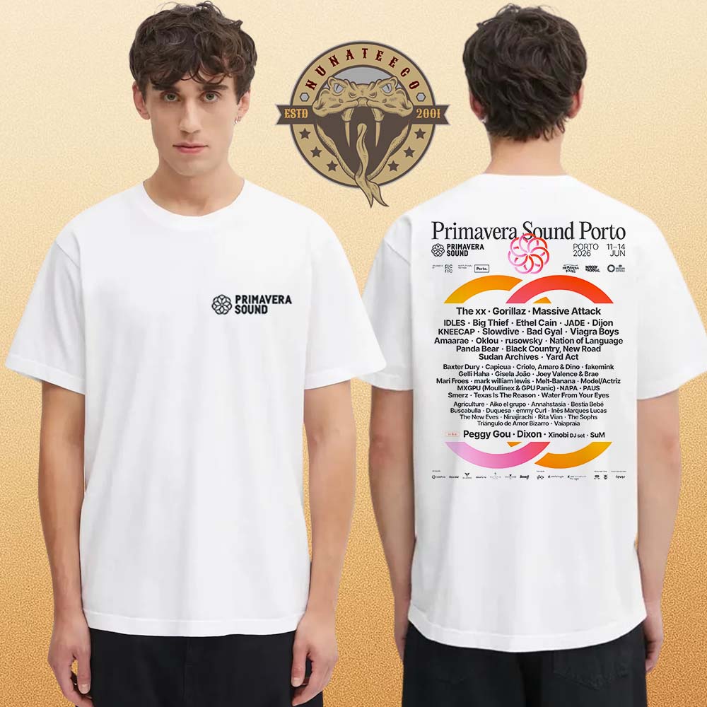 Primavera Sound Porto Music Festiva On June 11-14 2026 Line Up Two Sided Unisex T-Shirt Primavera Sound Porto Music Festiva On June 11-14 2026 Line Up Two Sided Unisex T-Shirt