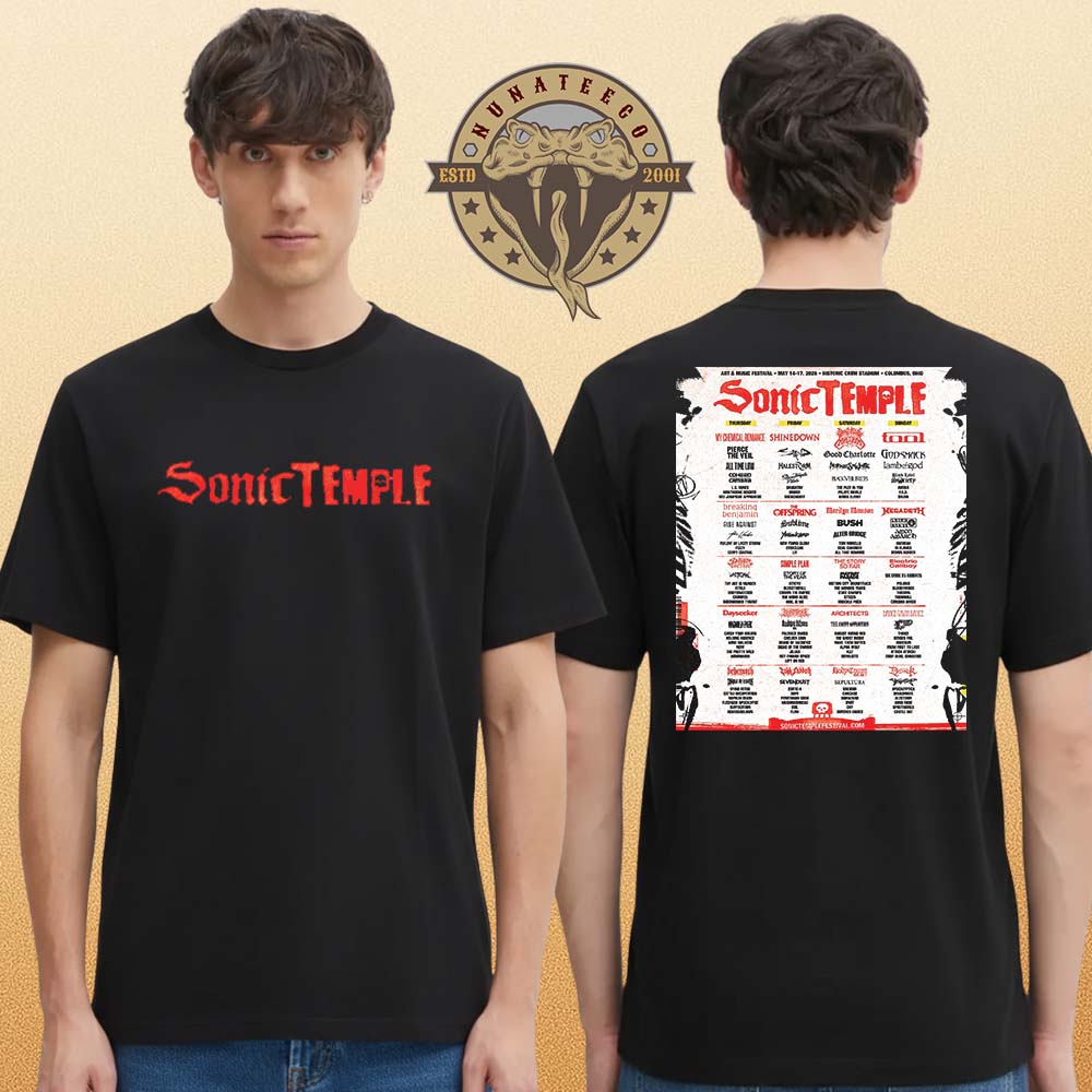 Sonic Temple Festival At Historic Crew Stadium In Columbus Ohio On May 14-17 2026 Line Up Two Sided Unisex T-Shirt Sonic Temple Festival At Historic Crew Stadium In Columbus Ohio On May 14-17 2026 Line Up Two Sided Unisex T-Shirt