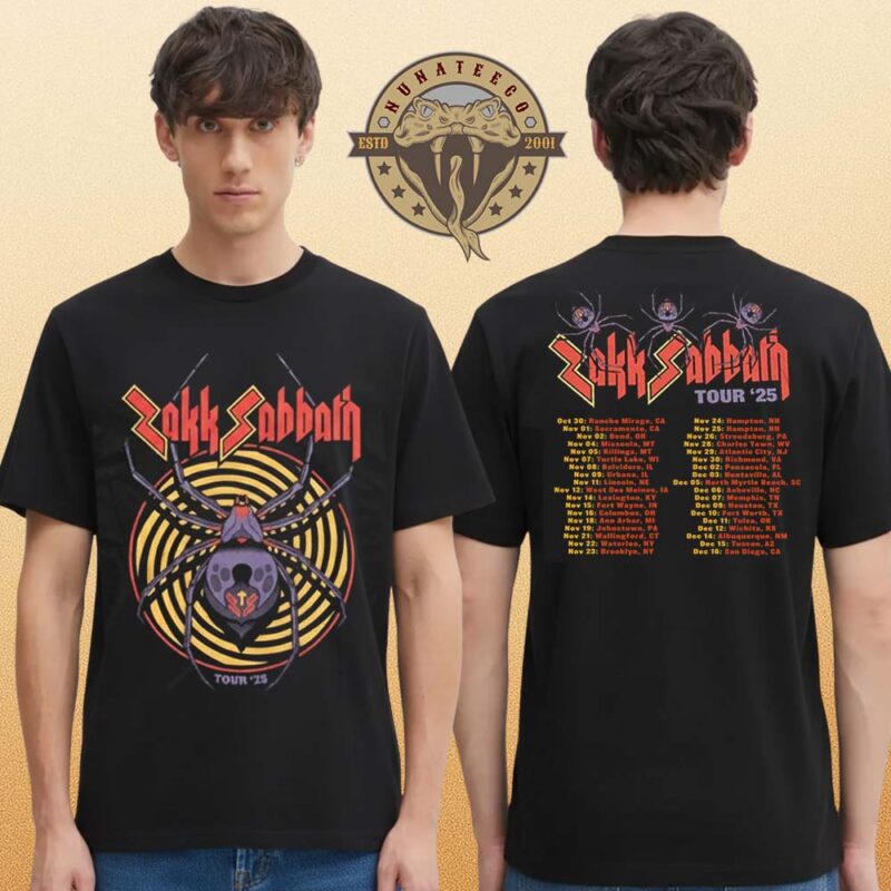 Zakk Sabbath Merch Tour 2025 Spider Tour Dates Two Sided Unisex T Shirt
